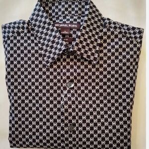 MICHAEL KORS SLIM FIT STRETCH MEN LONG‎ SLEEVE DRESS SHIRT SZ L NWOT